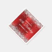 Serviette En Papier Parties scintillant d'argent Rouge huile 80e anniv (Coin)