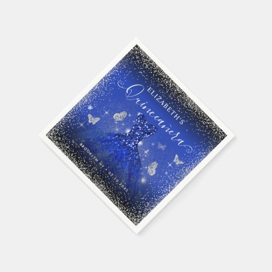 Serviette En Papier Parties scintillant d'argent Royal Blue élégant Go (Coin)