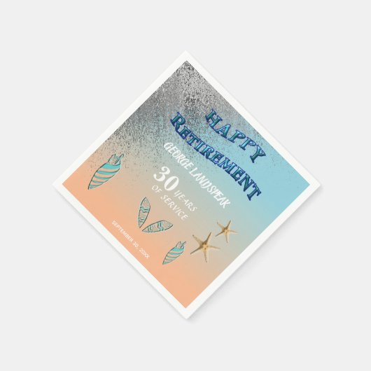 Serviette En Papier Parties scintillant d'argent Seashells de poisson (Coin)