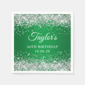 Serviette En Papier Parties scintillant d'argent vert Ombre 40e annive (Devant)