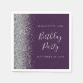 Serviette En Papier Parties scintillant d'argent violet 70e anniversai (Devant)