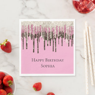Serviette En Papier Parties scintillant de crème glacée rose Chocolat,