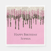 Serviette En Papier Parties scintillant de crème glacée rose Chocolat, (Devant)