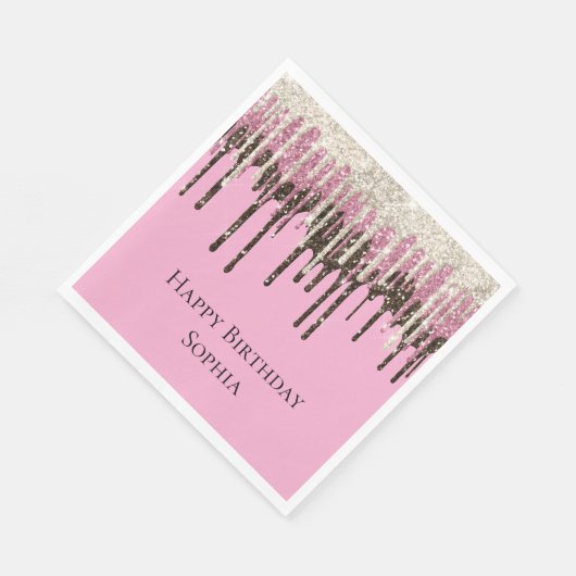 Serviette En Papier Parties scintillant de crème glacée rose Chocolat, (Coin)