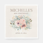 Serviette En Papier Parties scintillant de feuillage rose 40e annivers (Devant)