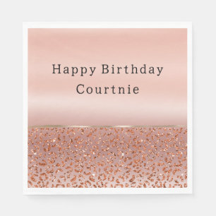 Serviette En Papier Parties scintillant de glam en or rose Leopard