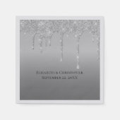 Serviette En Papier Parties scintillant de goutte d'argent Glam mariag (Devant)