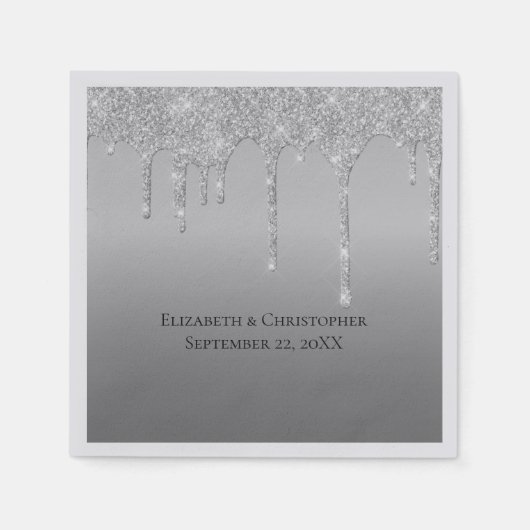 Serviette En Papier Parties scintillant de goutte d'argent Glam mariag (Devant)