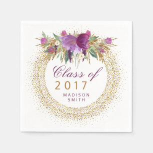 Serviette En Papier Parties scintillant de graduation Aquarelle Fleur 