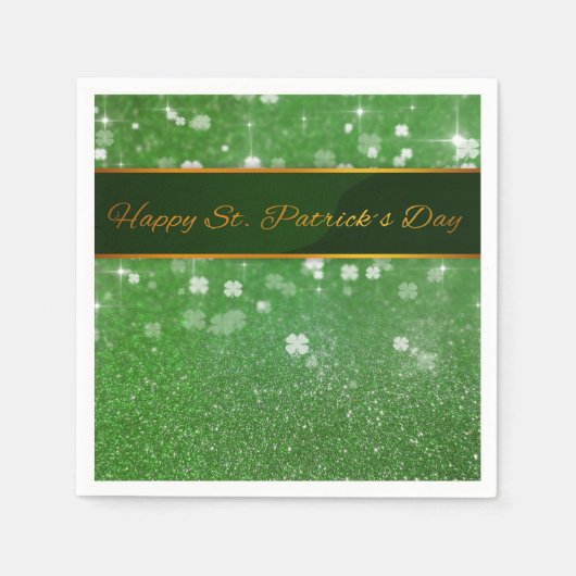 Serviette En Papier Parties scintillant de la Saint Patrick Shamrock (Devant)