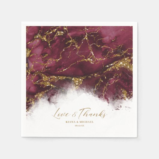 Serviette En Papier Parties scintillant de marbre Mariage Bourgogne Go (Devant)