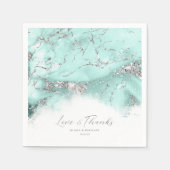 Serviette En Papier Parties scintillant de marbre Mariage Turquoise Si (Devant)