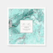 Serviette En Papier Parties scintillant de marbre Mariage Turquoise Si (Devant)