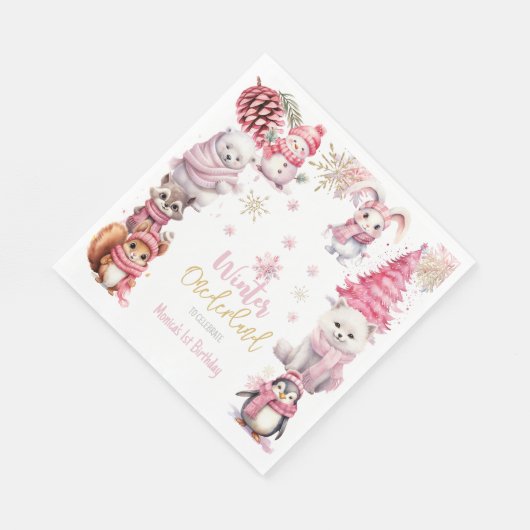 Serviette En Papier Parties scintillant de neige de l'hiver onederland (Coin)