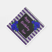 Serviette En Papier Parties scintillant de rayures d'argent violet Ros (Coin)