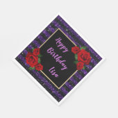 Serviette En Papier Parties scintillant de rayures pourpres noires Ros (Coin)