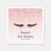 Serviette En Papier Parties scintillant de séchage rose moderne et cil (Devant)