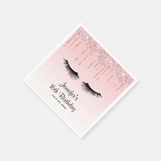 Serviette En Papier Parties scintillant de séchage rose moderne et cil (Coin)