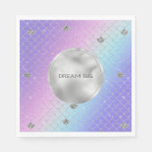 Serviette En Papier Parties scintillant de sirène d'argent d'Aqua rose (Devant)