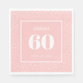Serviette En Papier Parties scintillant de Stardust blanc rose pâle 60 (Devant)