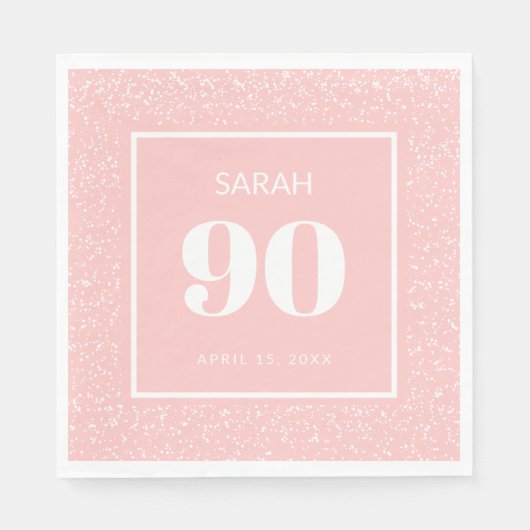 Serviette En Papier Parties scintillant de Stardust blanc rose pâle 90 (Devant)
