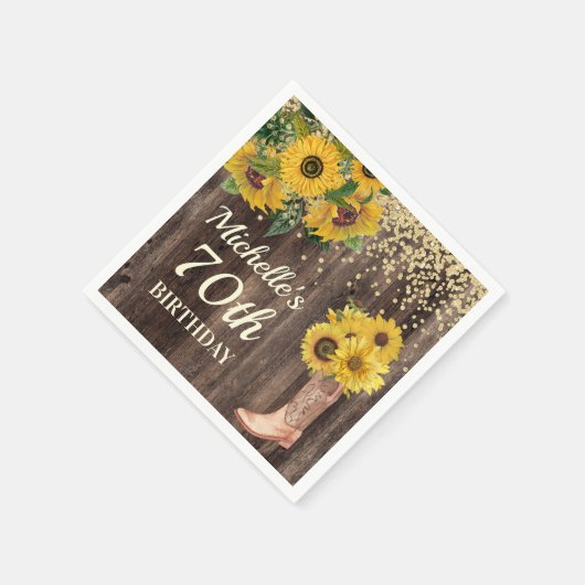 Serviette En Papier Parties scintillant de tournesol rustique Bottes b (Coin)