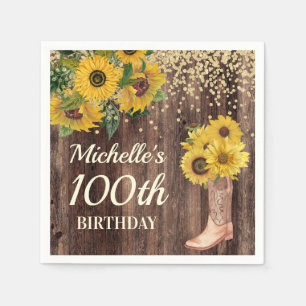 Serviette En Papier Parties scintillant de tournesol rustique Bottes b