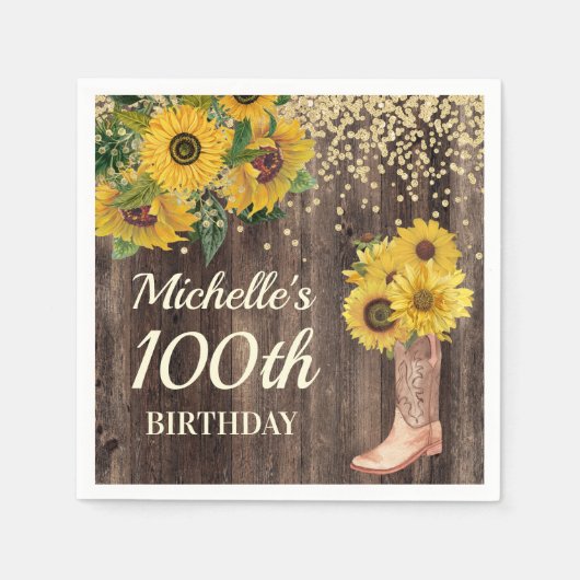 Serviette En Papier Parties scintillant de tournesol rustique Bottes b (Devant)