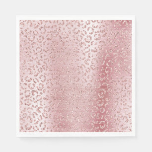 Serviette En Papier Parties scintillant de verre rose pâle Leopard