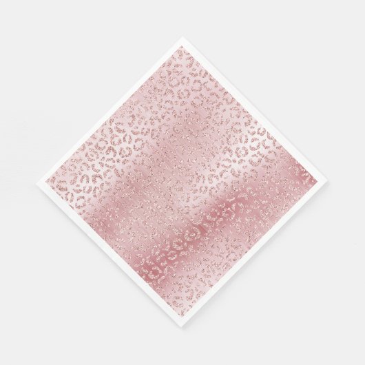 Serviette En Papier Parties scintillant de verre rose pâle Leopard (Coin)