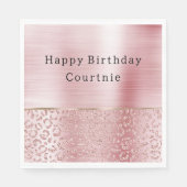 Serviette En Papier Parties scintillant de verre rose pâle Leopard (Devant)