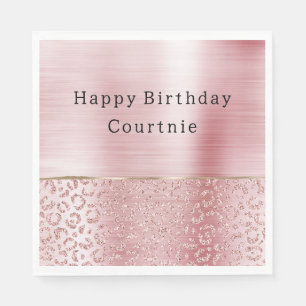Serviette En Papier Parties scintillant de verre rose pâle Leopard