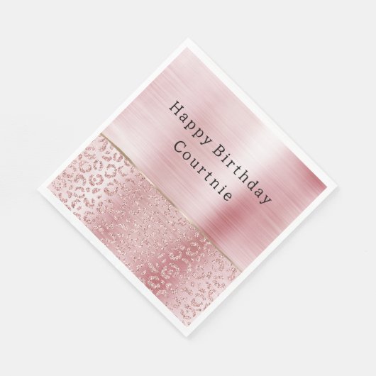 Serviette En Papier Parties scintillant de verre rose pâle Leopard (Coin)