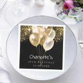 Serviette En Papier Parties scintillant des ballons d'or noir
