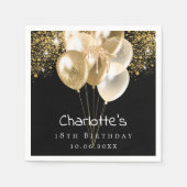 Serviette En Papier Parties scintillant des ballons d'or noir (Devant)