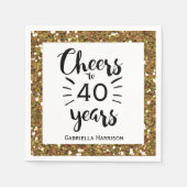 Serviette En Papier Parties scintillant d'or 40e fête d'anniversaire (Devant)