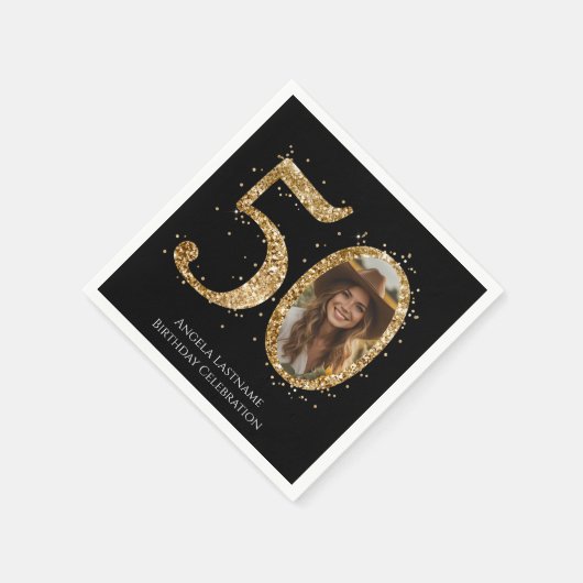 Serviette En Papier Parties scintillant d'or adulte 50e anniversaire P (Coin)