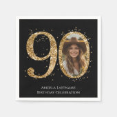 Serviette En Papier Parties scintillant d'or adulte 90e anniversaire P (Devant)