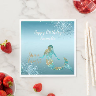 Serviette En Papier Parties scintillant d'or Aqua Ombre étincelle Mer