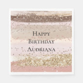 Serviette En Papier Parties scintillant d'or au chocolat rose Rose (Devant)