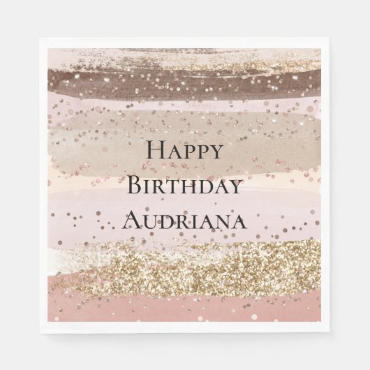 Serviette En Papier Parties scintillant d'or au chocolat rose Rose (Devant)