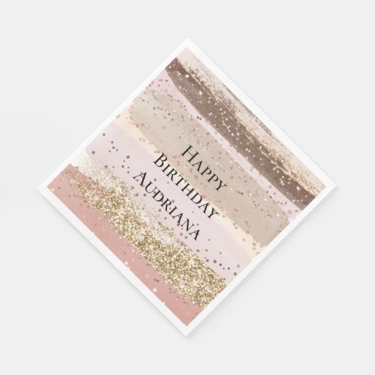 Serviette En Papier Parties scintillant d'or au chocolat rose Rose (Coin)