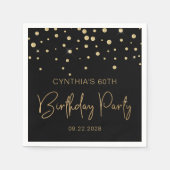 Serviette En Papier Parties scintillant d'or Confetti 60e anniversaire (Devant)