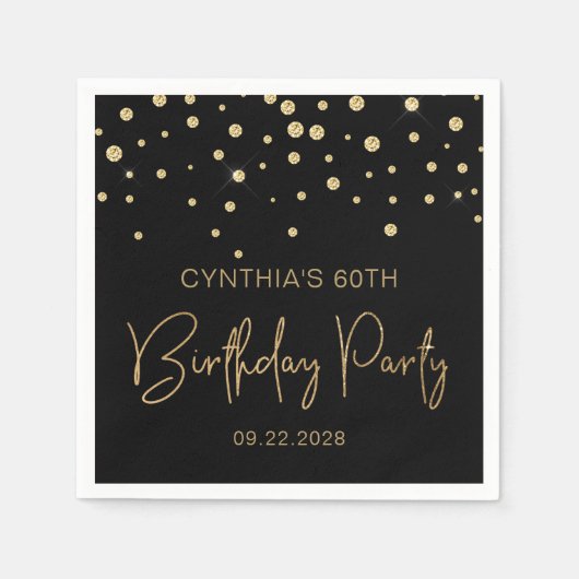 Serviette En Papier Parties scintillant d'or Confetti 60e anniversaire (Devant)