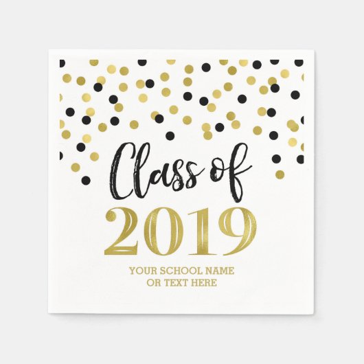Serviette En Papier Parties scintillant d'or Confetti Classe de 2019 G (Devant)