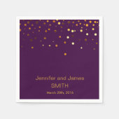 Serviette En Papier Parties scintillant d'or Confetti Mariage violet p (Devant)