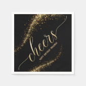 Serviette En Papier Parties scintillant d'or Confetti salue Anniversai (Devant)