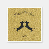 Serviette En Papier Parties scintillant d'or Dachshund Nouvel An (Devant)