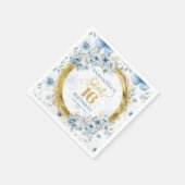 Serviette En Papier Parties scintillant d'or de Sweet sixteen bleu cla (Coin)