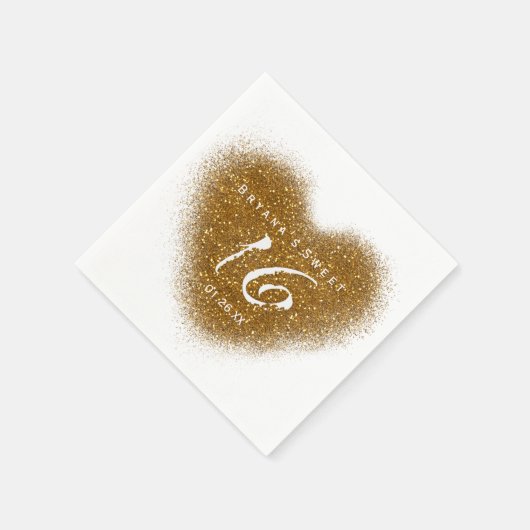 Serviette En Papier Parties scintillant d'or déversement Sweet 16 Hear (Coin)